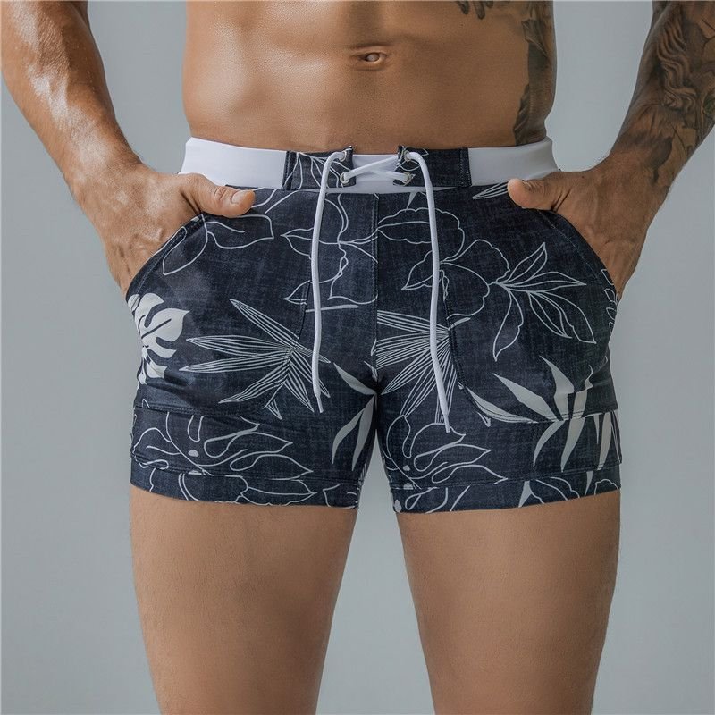 Men’S Fashion Sexy Print Beach Drawstring Swim Shorts