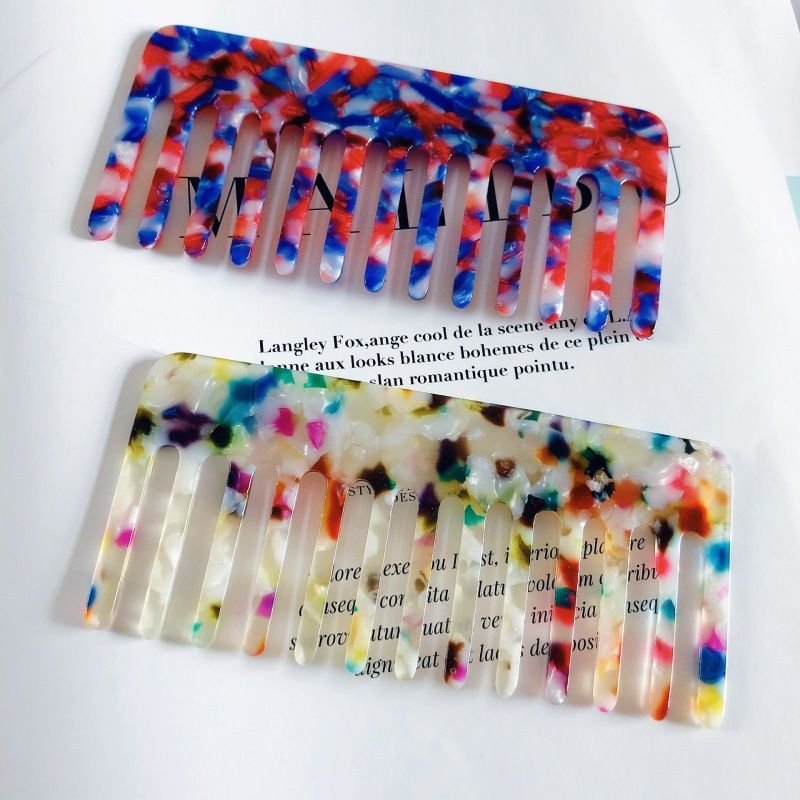 Women’S Simple Acetate Sheet Anti-Static Marble Pattern Leopard Hairdressing Comb