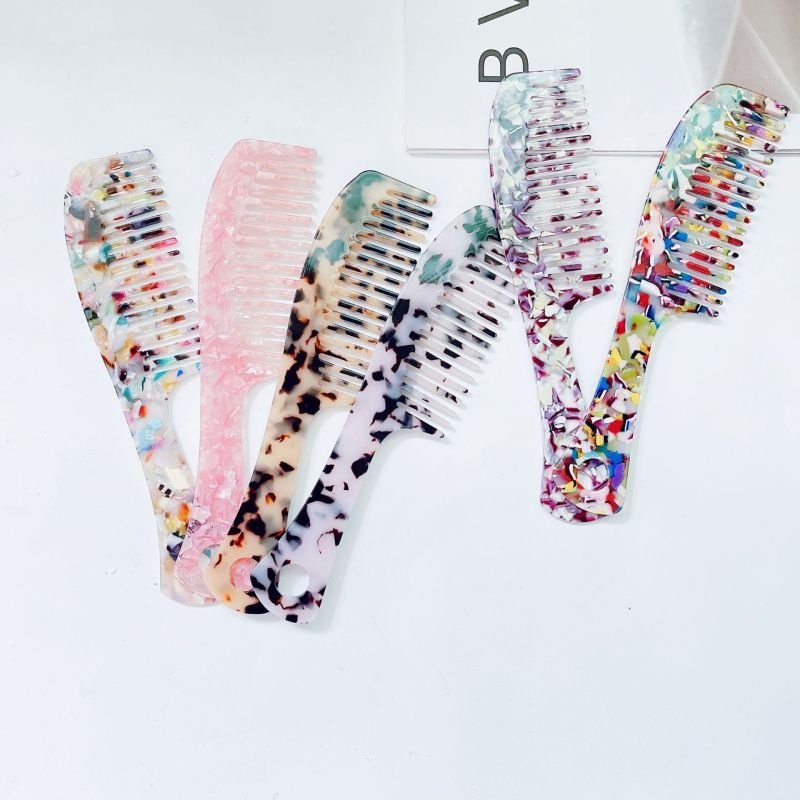 Women’S Retro Simple Tortoiseshell Multicolor Hair Comb With Handle