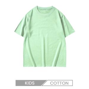 Summer Kids Children Ice Silk Short-Sleeved Crew Neck 95% Cotton T-Shirt Custom